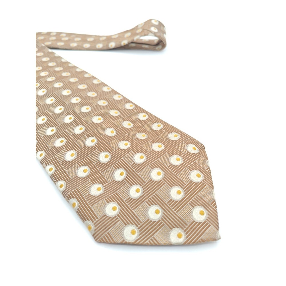 Robert Talbott Mens Silk Tie Brown Geometric Made in USA 58x4